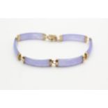 9ct gold dyed quartzite panel bracelet (7.8g)