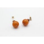 9ct gold amber drop earrings (3.4g)