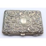 Antique Victorian 1893 London STERLING SILVER Ornate Cigarette Case (101g) Maker - William