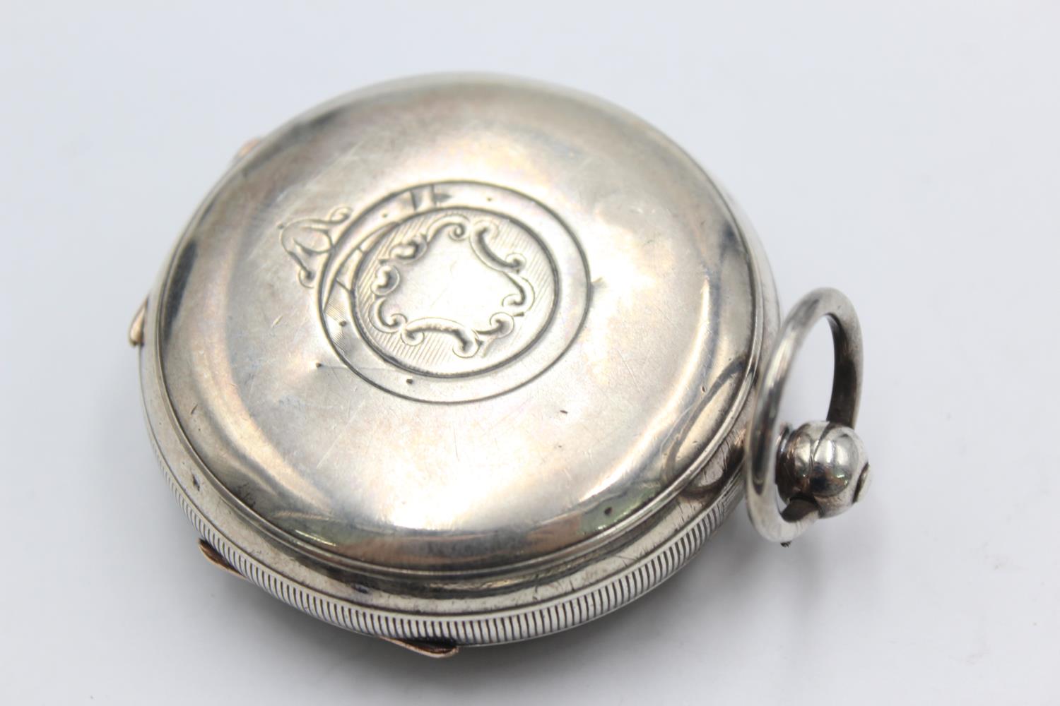 Antique Gents .925 SILVER Open Face Fusee POCKET WATCH Key-Wind WORKING (169g) Antique Gents .925 - Image 4 of 6