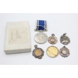 Boxed GV.I Police Exemplary Service Medal & Sports Medals Inc .925 Sterling Etc Inc .925 Sterling,