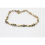 10ct gold mystic quartz & diamond tennis bracelet (4.3g)