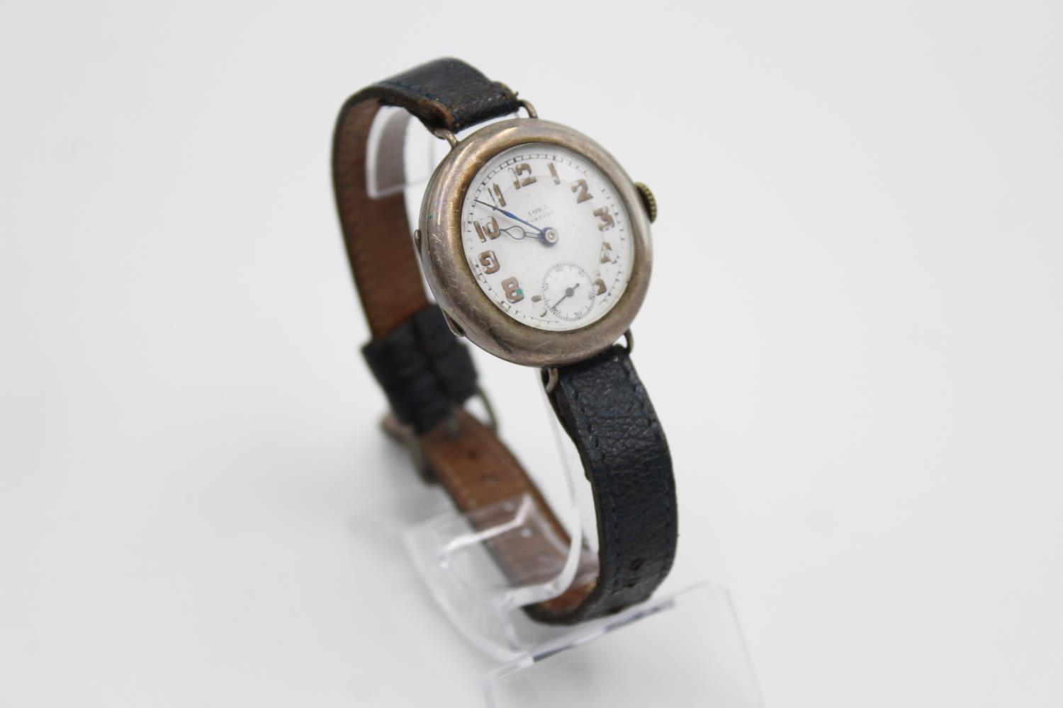 Vintage Gents Trench Style .925 SILVER WRISTWATCH HEAD Hand-Wind WORKING Vintage Gents Trench Styl