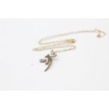 9ct gold emerald & diamond set dragonfly pendant necklace (1.3g)
