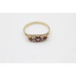 9ct gold vintage ruby & diamond gypsy setting ring (1.9g) Size T