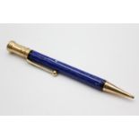 Vintage PARKER Duofold Blue Lapis Lazuli Propelling Pencil WRITING In vintage condition Signs of u