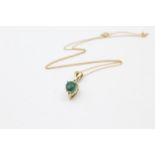 9ct gold malachite & white topaz pendant necklace (2.2g)