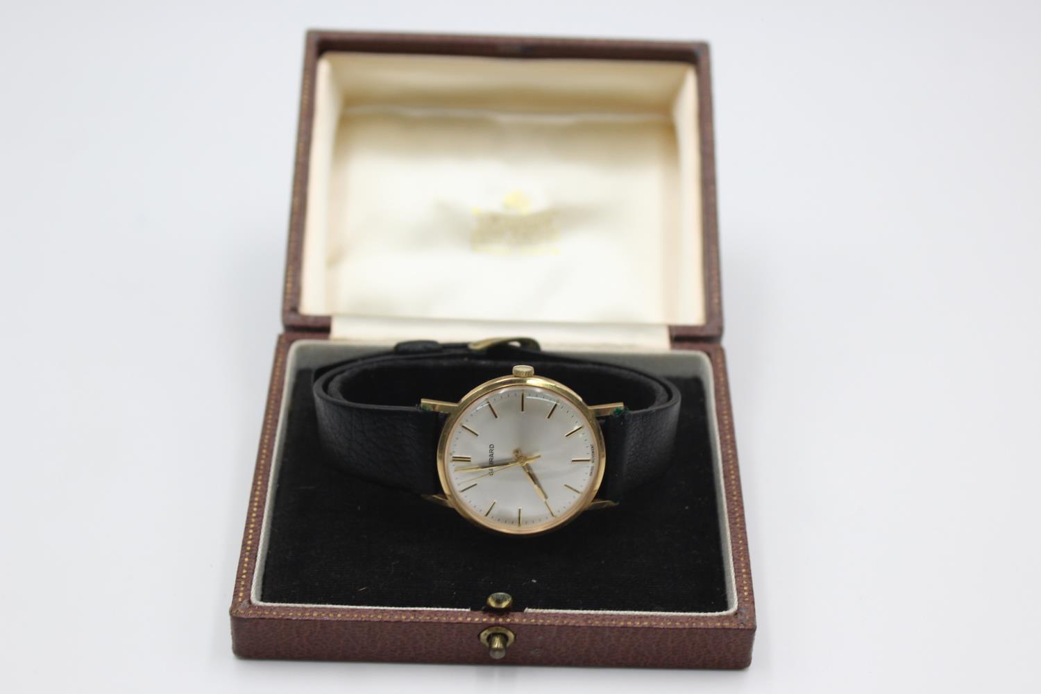 Vintage Gents GARRARD 9ct GOLD WRISTWATCH HEAD Hand-Wind WORKING Boxed Vintage Gents GARRARD 9ct GO