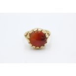 9ct gold vintage agate cocktail ring (3.8g) Size N