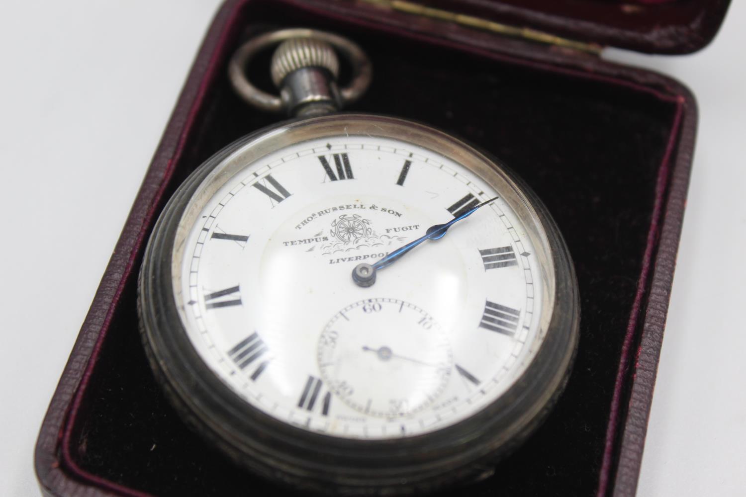 Vintage Gents Thos Russel & Son Silver Plated POCKET WATCH Hand-Wind (110g) Vintage Gents Thos Russ - Image 2 of 5