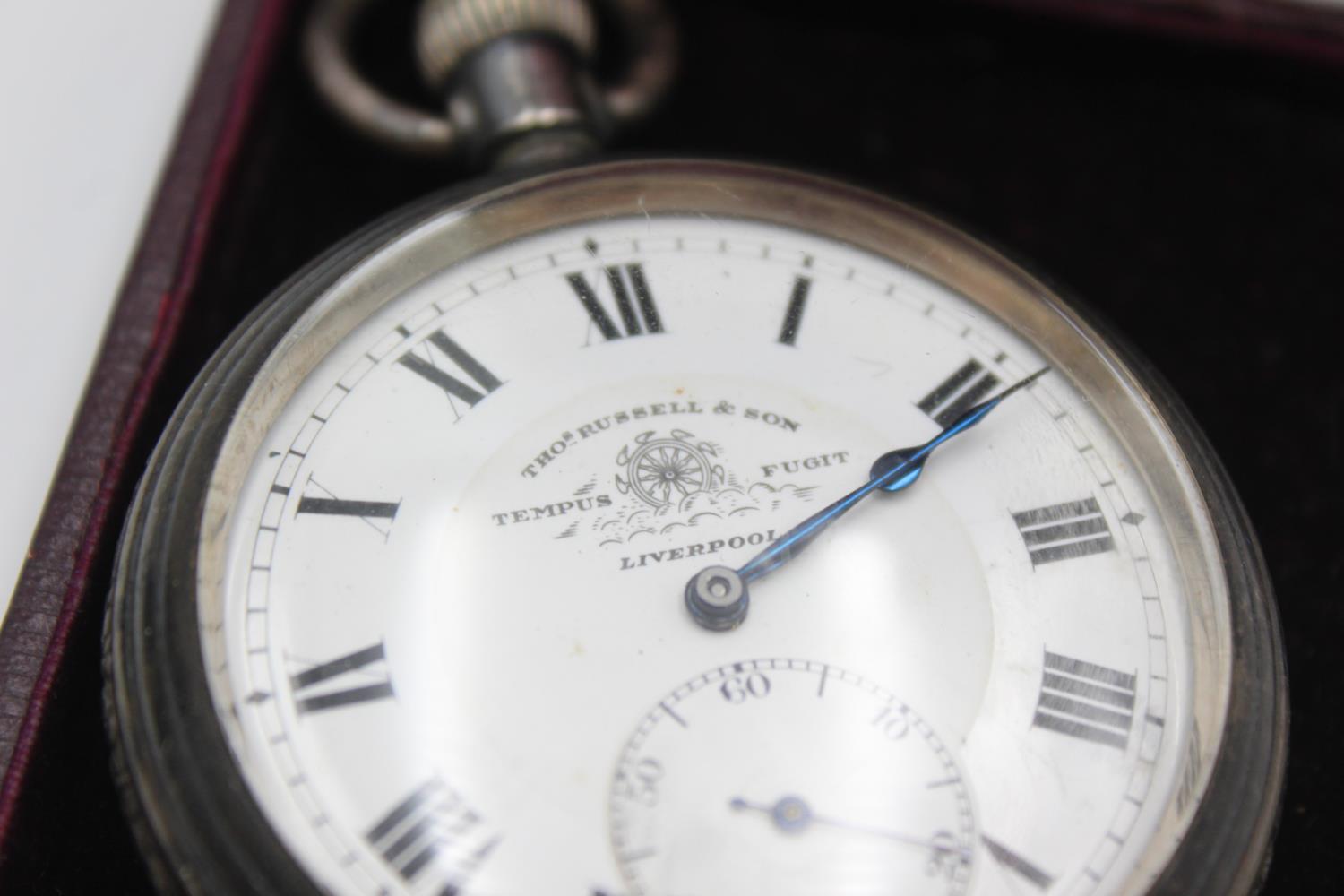 Vintage Gents Thos Russel & Son Silver Plated POCKET WATCH Hand-Wind (110g) Vintage Gents Thos Russ - Image 4 of 5
