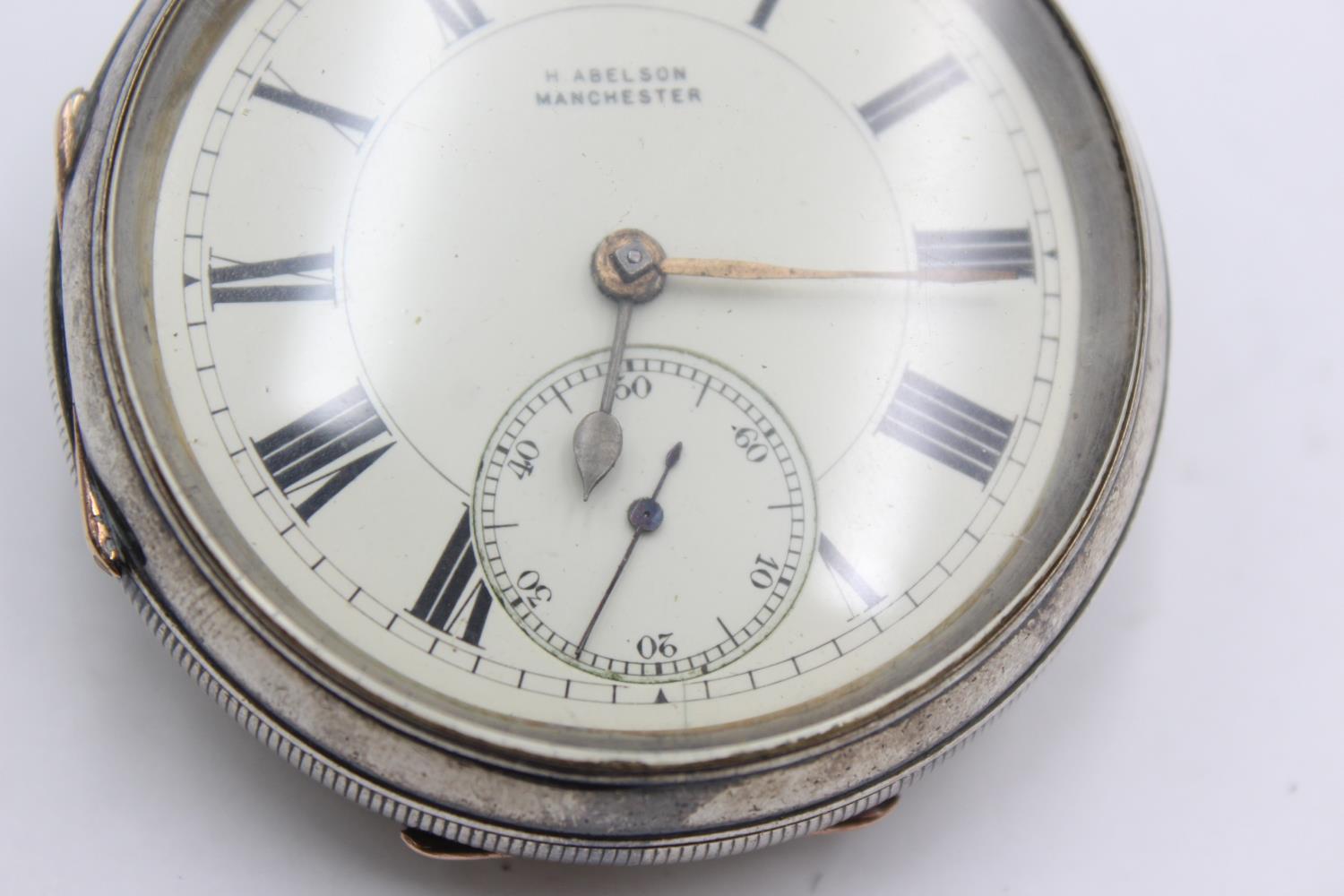 Antique Gents .925 SILVER Open Face Fusee POCKET WATCH Key-Wind WORKING (169g) Antique Gents .925 - Image 3 of 6