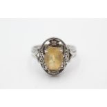 9ct white gold citrine & clear gemstone halo dress ring (3.8g) Size O
