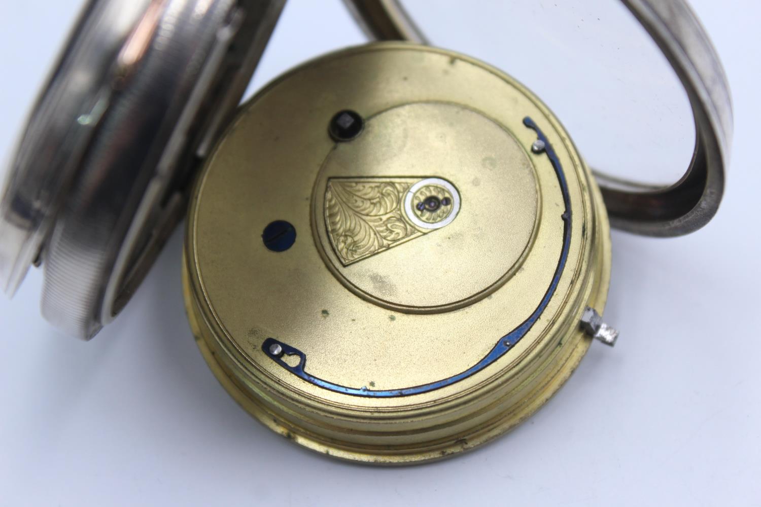 Antique Gents .925 SILVER Open Face Fusee POCKET WATCH Key-Wind WORKING (169g) Antique Gents .925 - Image 5 of 6