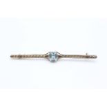 9ct gold blue paste bar brooch (4g)