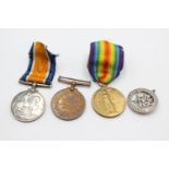 WW1 T.F.W.M Group w/ .925 Sterling Silver War Badge Named Medals To 1734 PTE S.V Smith - Essex Reg