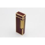 DUNHILL Gold Plated & Burgundy Lacquer Rolagas Cigarette LIGHTER (71g) UNTESTED In previously