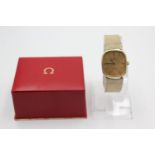 Vintage Gents OMEGA DE VILLE Gold Tone C.1980'S WRISTWATCH Quartz WORKING Boxed Vintage Gents