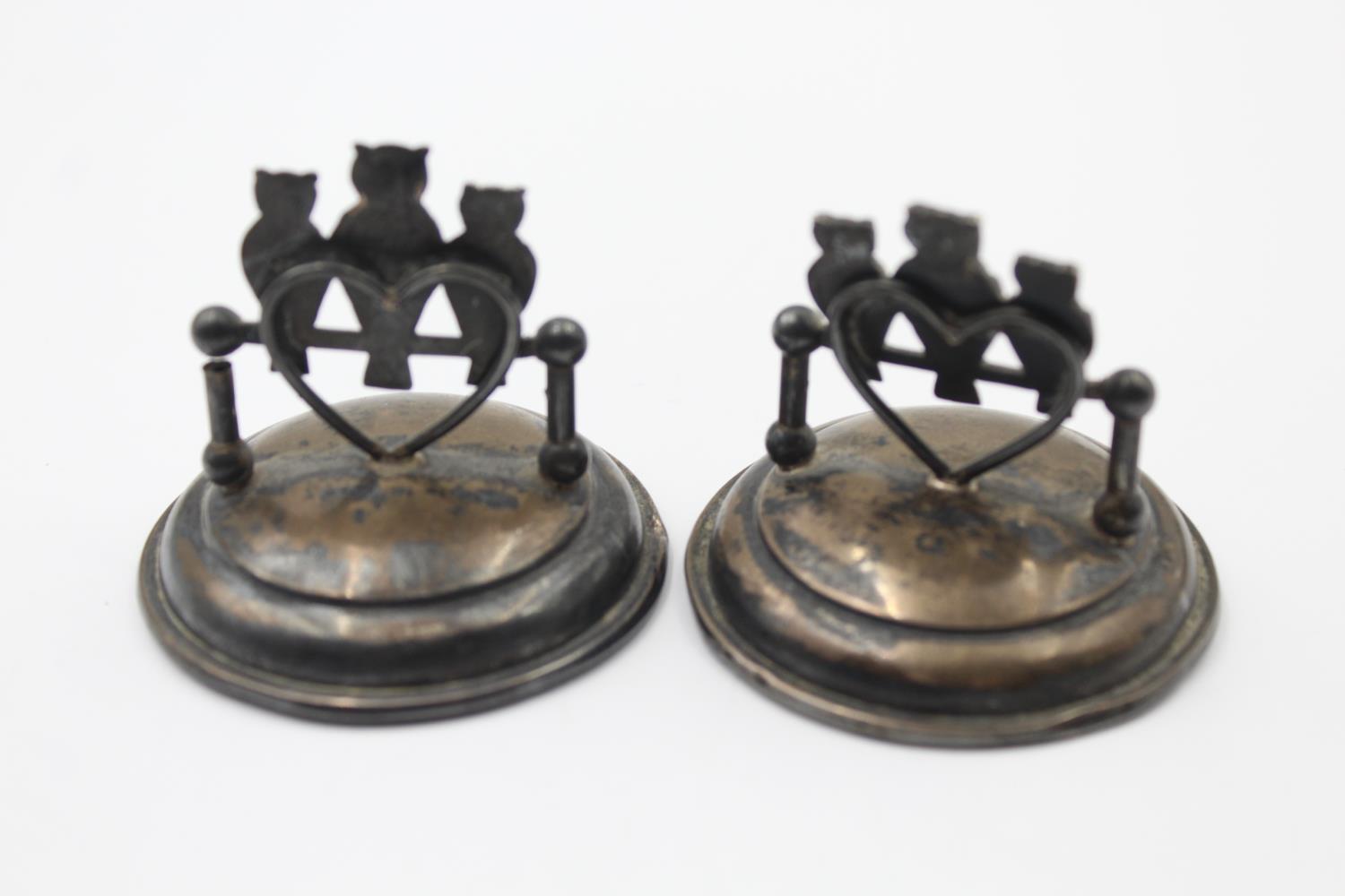 2 x Antique Hallmarked 1912 Birmingham STERLING SILVER Place Card Holders (97g) Maker - William Vale - Image 5 of 6