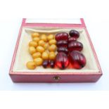 Vintage Early Plastic Loose Bakelite Beads Boxed, Including Cherry Bakelite (105g)