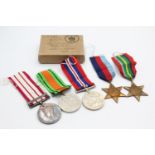 WW2 Boxed GV.I Navy Medal Group Inc Pacific Star, Address To Mr. J.F.H Young Etc Inc Pacific Star,