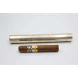 Hallmarked 2010 Birmingham STERLING SILVER Plain Cigar Case w/ Cigar (62g) Maker - A J Bailey or A J