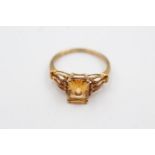 9ct gold vintage citrine openwork cocktail ring (1.8g) Size L