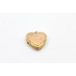 9ct gold back & front bird etched heart locket (4.8g)