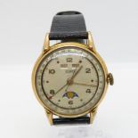 Hugex Gents vintage gold plated calendar moonphase w/watch handwind requires service/restoration