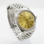 ROLEX Oyster perpetual datejust gent's vintage Rolex wristwatch automatic. Working champagne dial