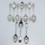 Set of 10 hallmarked, Newcastle silver teaspoons. 165g total weight