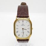 OMEGA De Ville gent's vintage 1980's gold plated quartz wristwatch working new battery fitted