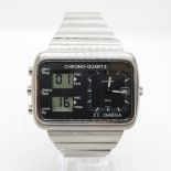 OMEGA chrono-quartz gent's vintage 1970's analogue digital wristwatch working at time of listing