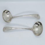 2 tureen spoons. plated wear. With monograms