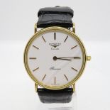 LONGINES Presence 9ct gold cased gent's 1990's quartz wristwatch working new battery fitted