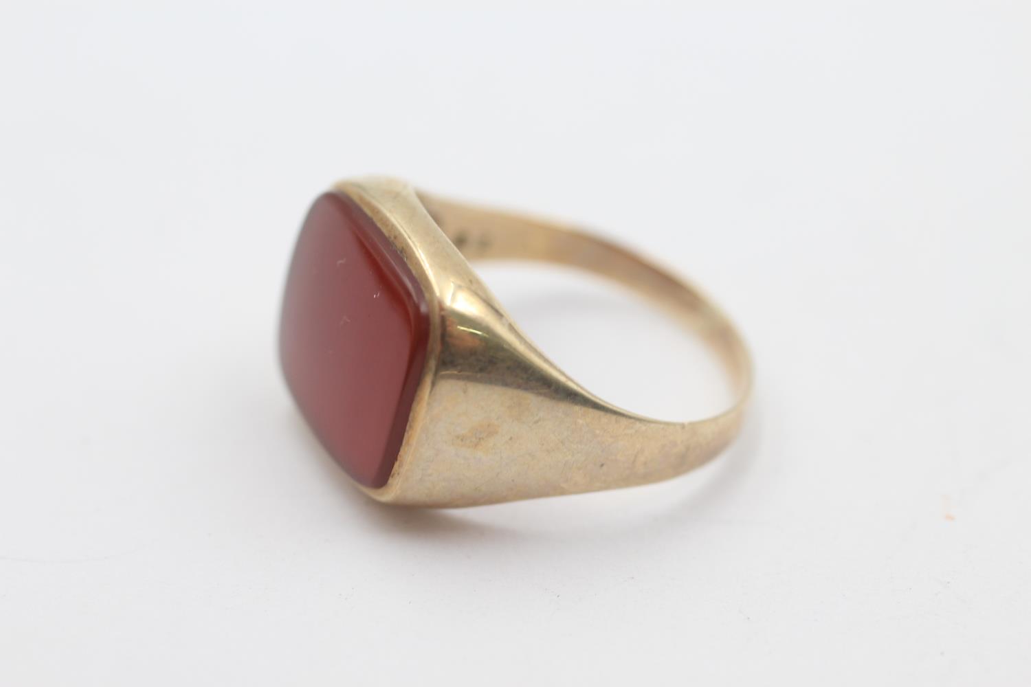 9ct gold vintage carnelian signet ring (3.2g) Size R - Bild 2 aus 4