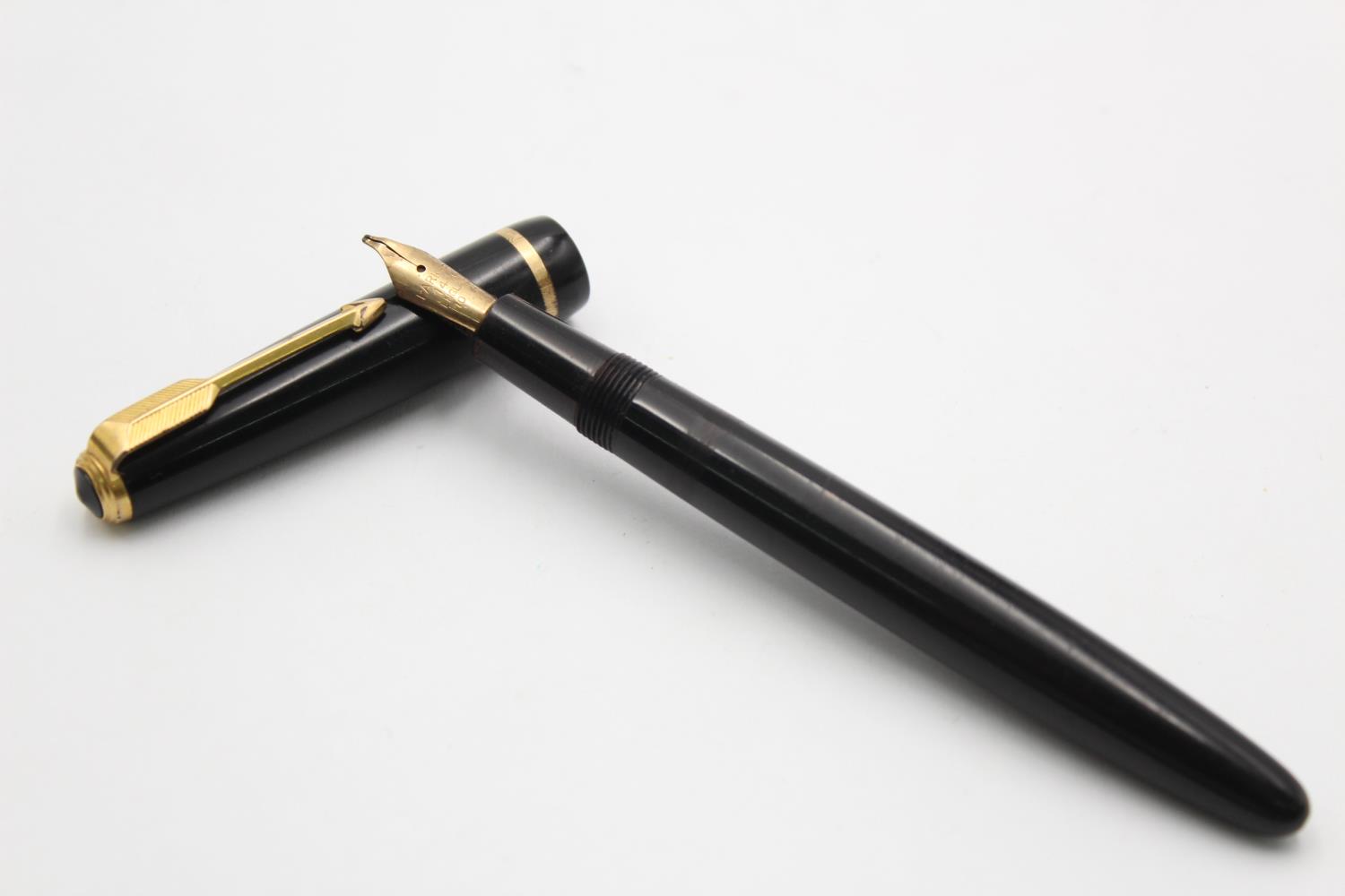 Vintage PARKER Duofold Black FOUNTAIN PEN w/ 14ct Gold Nib WRITING Vintage PARKER Duofold Black