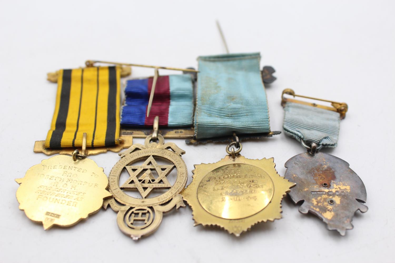 4 x Vintage .925 STERLING SILVER Masonic & R.A.O.B Medals / Jewels (110g) Inc Founder, Royal Arch - Image 8 of 8