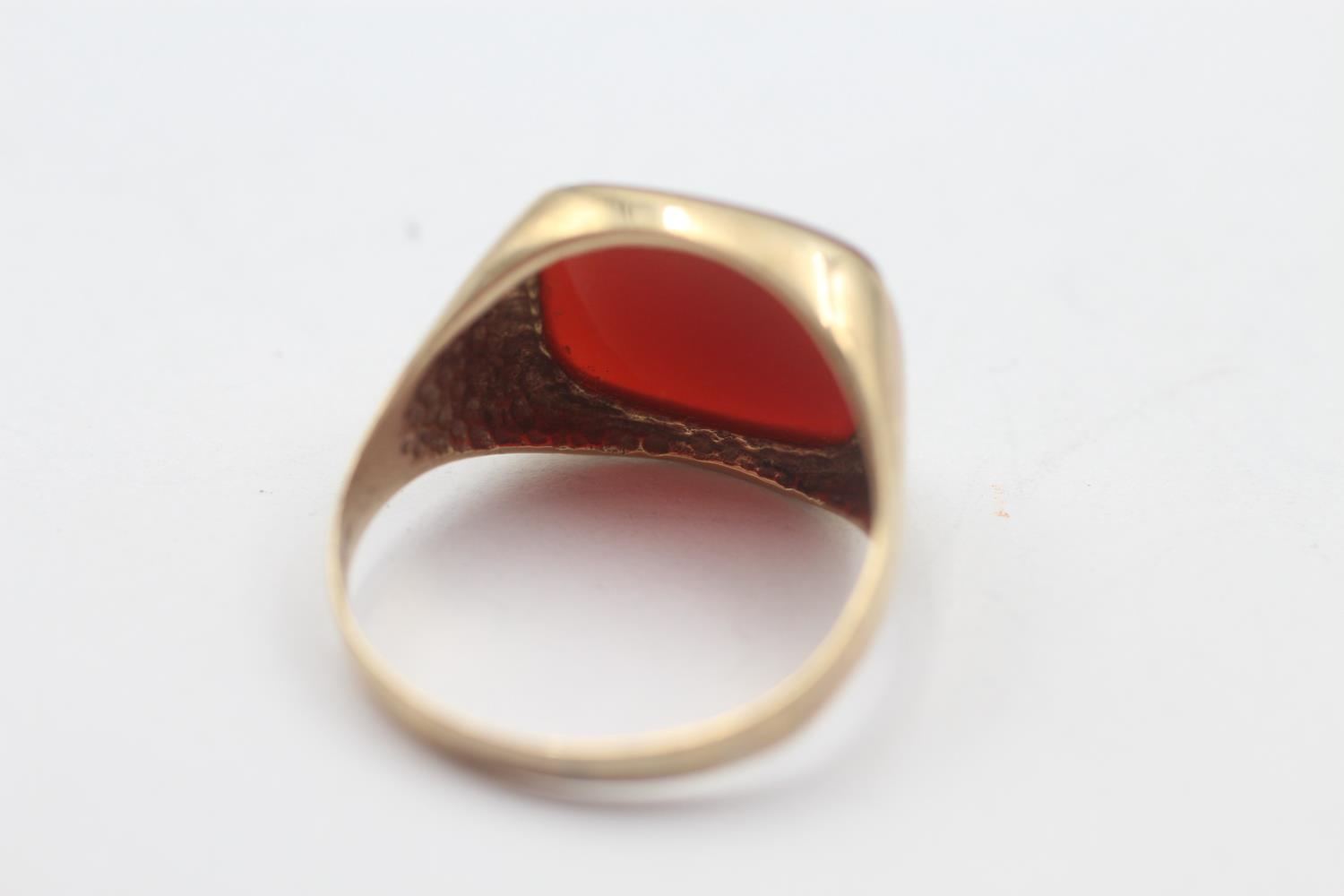 9ct gold vintage carnelian signet ring (3.2g) Size R - Bild 3 aus 4