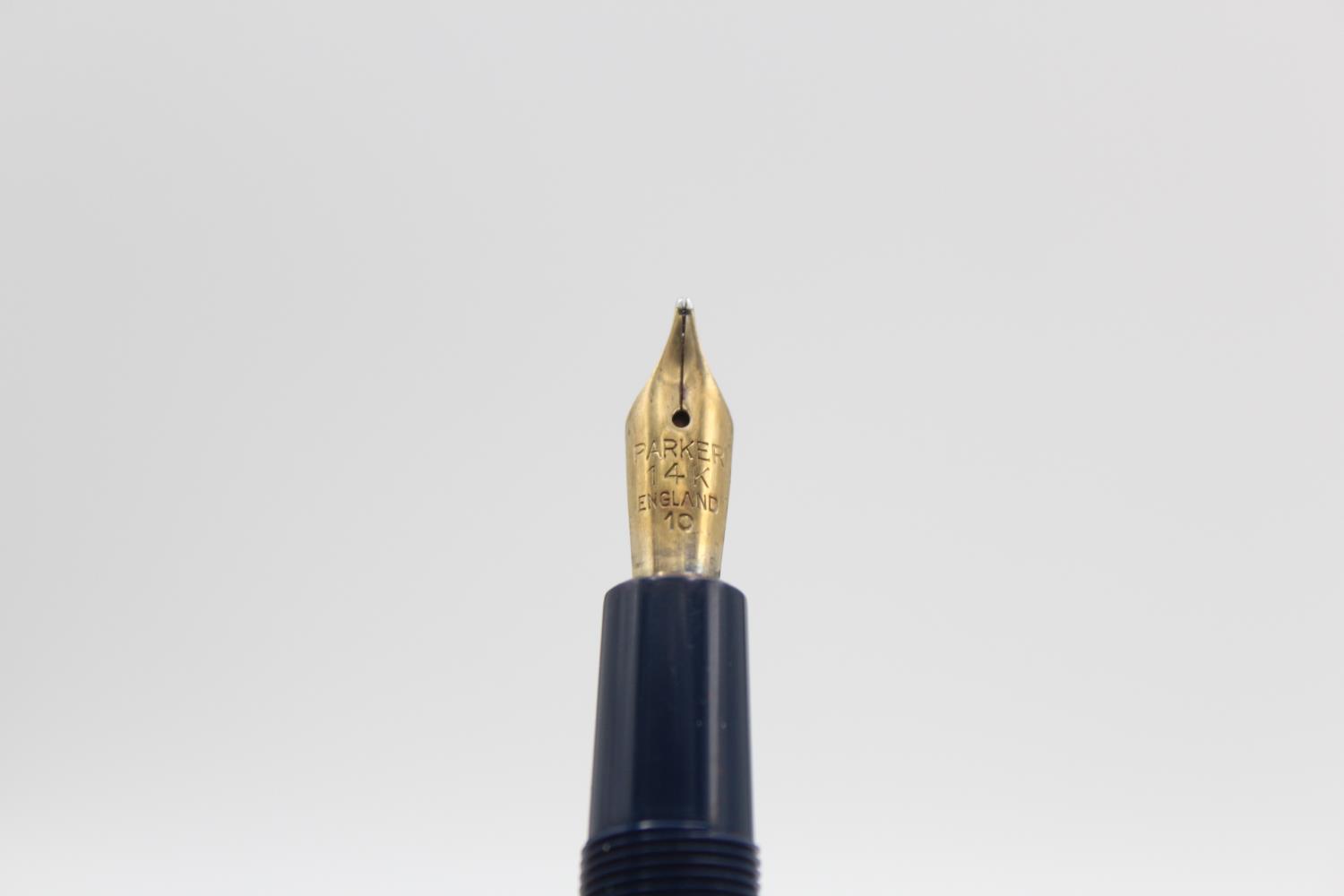 Vintage PARKER Victory Blue FOUNTAIN PEN w/ 14ct Gold Nib WRITING Vintage PARKER Victory Blue - Bild 2 aus 5