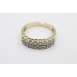 9ct gold double row diamond ring (3.7g) Size Q