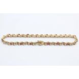 9ct gold ruby & diamond rope link bracelet (5.5g)
