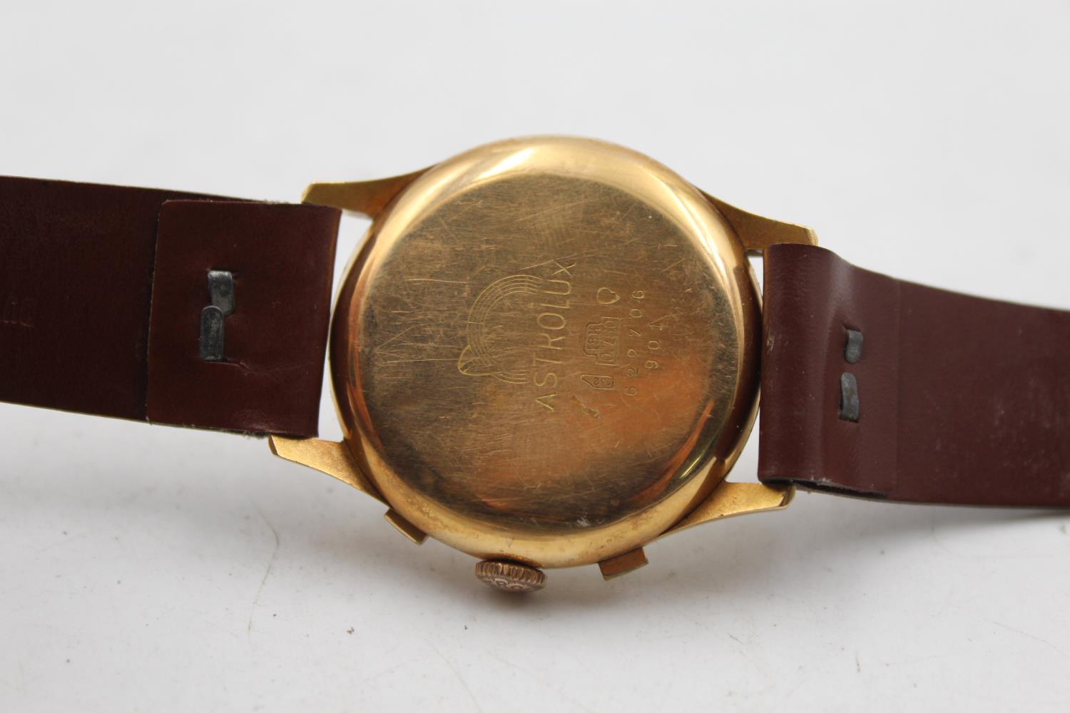 Vintage Gents ASTROLUX 18ct Gold Cased Chronograph WRISTWATCH Hand-Wind WORKING RARE Vintage Gents - Image 5 of 7