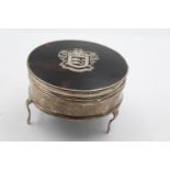 Antique Hallmarked 1911 Birmingham STERLING SILVER Weighted Trinket Box (112g) w/ Tortoiseshell