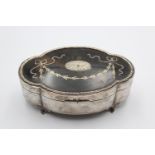 Antique Hallmarked 1911 Birmingham STERLING SILVER Weighted Trinket Box (160g) w/ Tortoiseshell