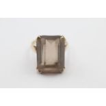 9ct gold vintage smoky quartz cocktail ring (5.8g) Size N