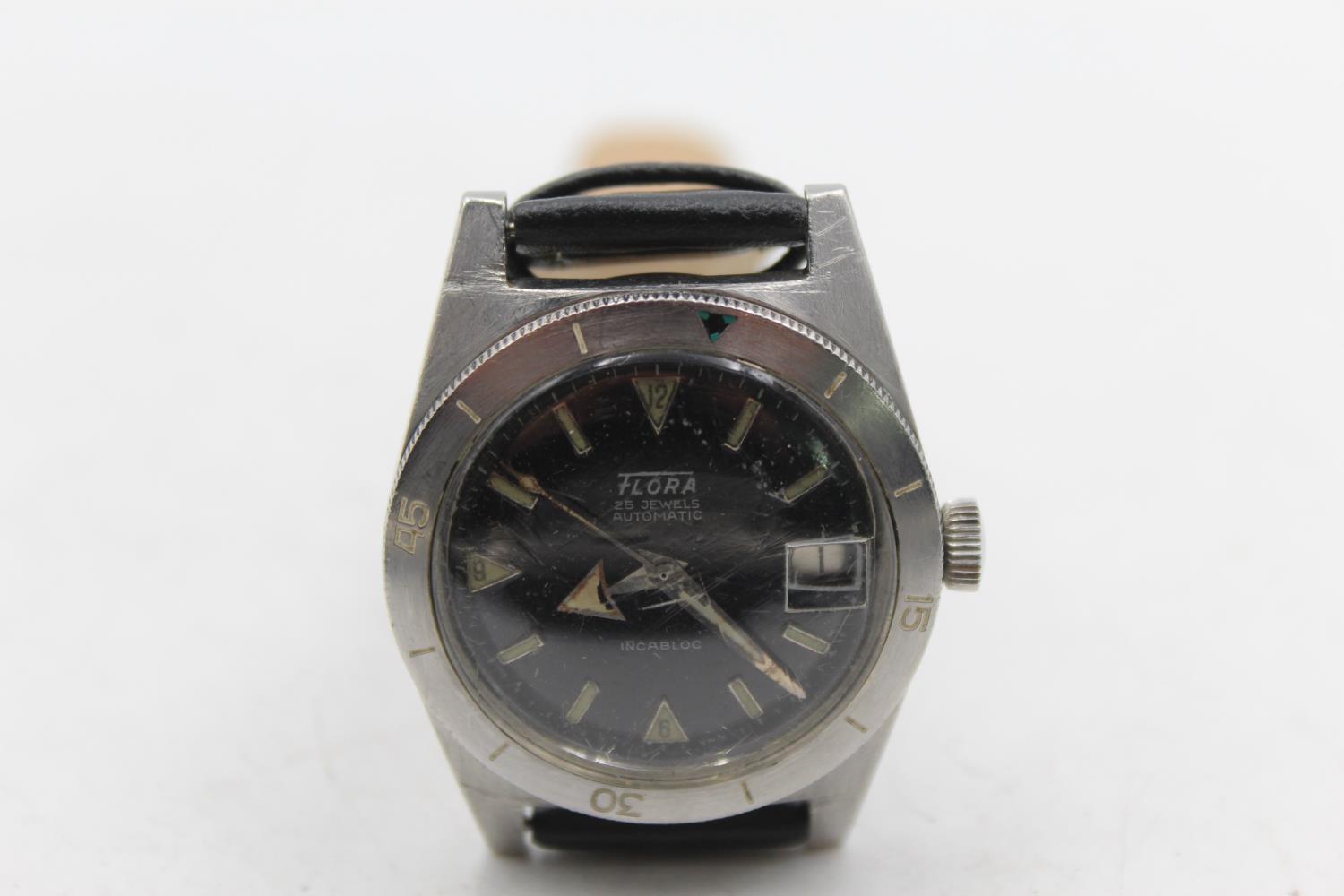 Vintage Gents FLORA C.1970'S 20ATM Divers WRISTWATCH Automatic WORKING Vintage Gents FLORA C.1970'