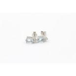 9ct white gold aquamarine & diamond stud earrings (1.7g)
