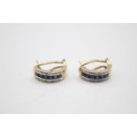 9ct gold diamond & sapphire earrings (4.1g)