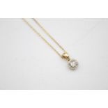 9ct gold diamond pendant necklace (1.9g)